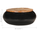 NNEVL Coffee Table Black 68x68x30 cm Solid Reclaimed Wood