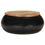 NNEVL Coffee Table Black 68x68x30 cm Solid Reclaimed Wood