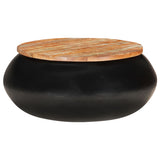 NNEVL Coffee Table Black 68x68x30 cm Solid Reclaimed Wood