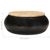 NNEVL Coffee Table Black 68x68x30 cm Solid Mango Wood