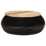 NNEVL Coffee Table Black 68x68x30 cm Solid Mango Wood