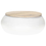NNEVL Coffee Table White 68x68x30 cm Solid Mango Wood