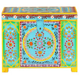 NNEVL Hand Painted Storage Box 50x40x40 cm Solid Mango Wood