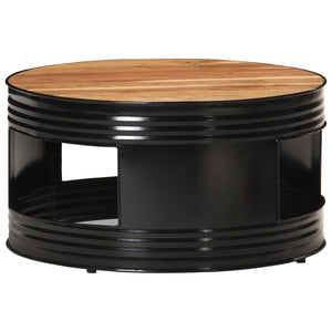NNEVL Coffee Table Black 68x68x36 cm Solid Acacia Wood