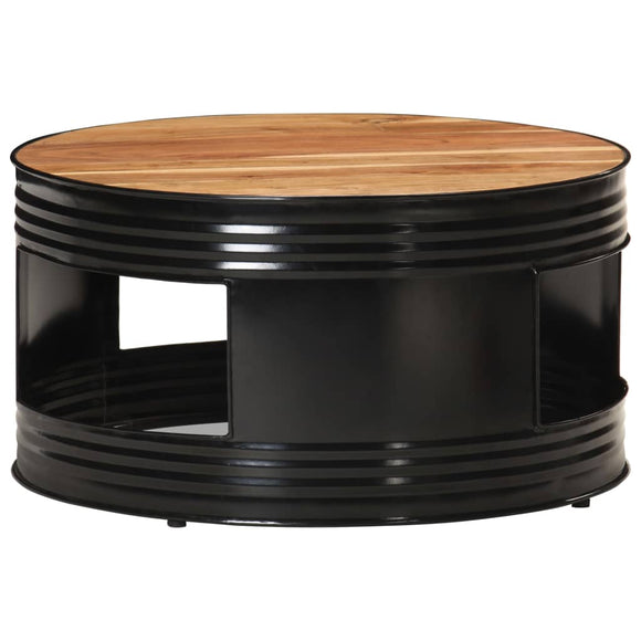 NNEVL Coffee Table Black 68x68x36 cm Solid Acacia Wood