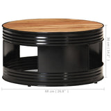 NNEVL Coffee Table Black 68x68x36 cm Solid Acacia Wood
