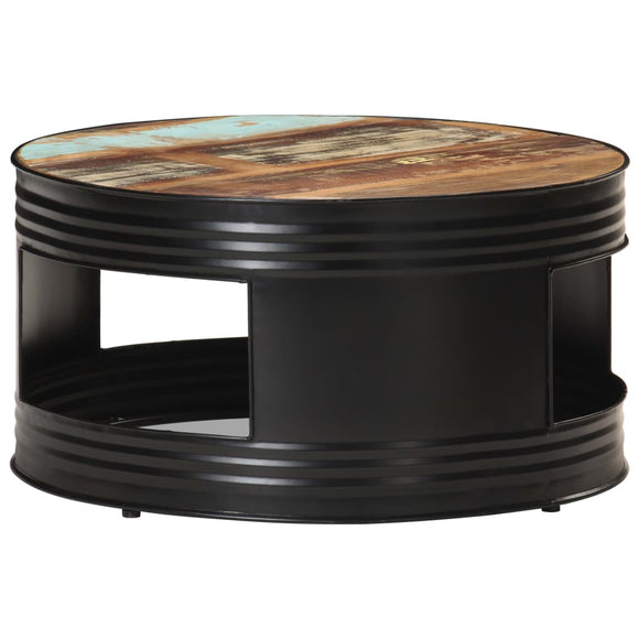 NNEVL Coffee Table Black 68x68x36 cm Solid Reclaimed Wood