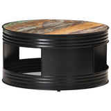 NNEVL Coffee Table Black 68x68x36 cm Solid Reclaimed Wood