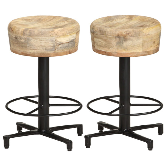 NNEVL Bar Stools 2 pcs 52 cm Solid Mango Wood