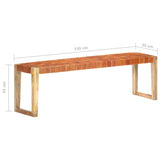 NNEVL Bench 150 cm Brown Real Leather and Solid Mango Wood