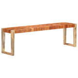 NNEVL Bench 150 cm Brown Real Leather and Solid Mango Wood