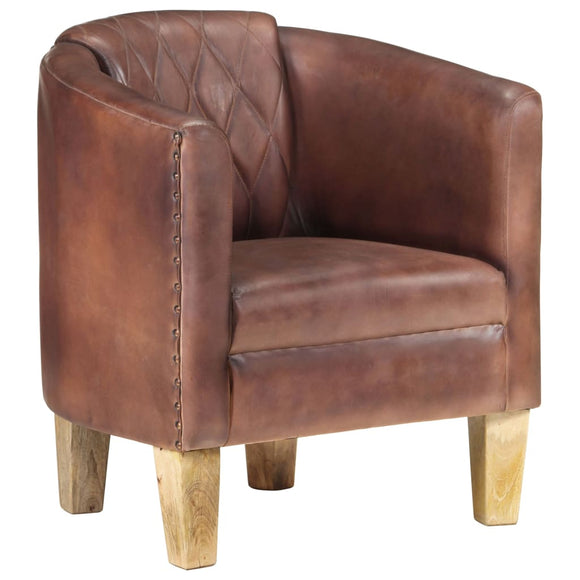 NNEVL Tub Chair Distressed Brown Real Leather