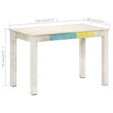 NNEVL Dining Table White 120x60x76 cm Solid Mango Wood