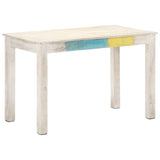NNEVL Dining Table White 120x60x76 cm Solid Mango Wood