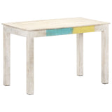 NNEVL Dining Table White 120x60x76 cm Solid Mango Wood