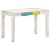 NNEVL Dining Table White 120x60x76 cm Solid Mango Wood