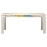 NNEVL Dining Table White 180x90x76 cm Solid Mango Wood