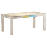 NNEVL Dining Table White 180x90x76 cm Solid Mango Wood
