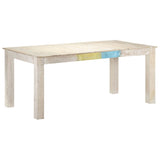 NNEVL Dining Table White 180x90x76 cm Solid Mango Wood