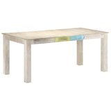 NNEVL Dining Table White 180x90x76 cm Solid Mango Wood
