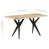 NNEVL Dining Table 140x70x76 cm Rough Mango Wood