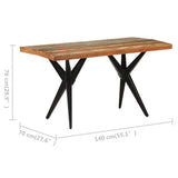 NNEVL Dining Table 140x70x76 cm Solid Reclaimed Wood