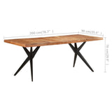 NNEVL Dining Table 200x90x76 cm Solid Acacia Wood