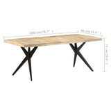 NNEVL Dining Table 200x90x76 cm Rough Mango Wood