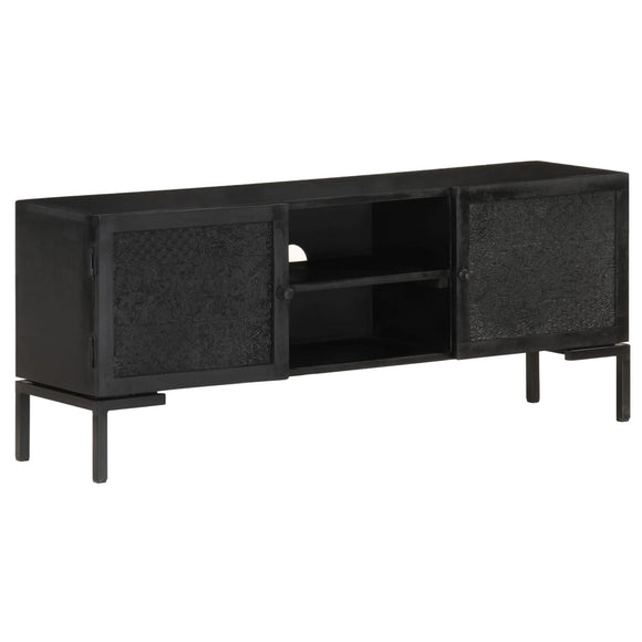 NNEVL TV Cabinet Black 115x30x46 cm Solid Mango Wood