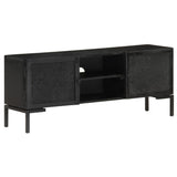 NNEVL TV Cabinet Black 115x30x46 cm Solid Mango Wood