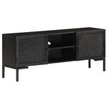 NNEVL TV Cabinet Black 115x30x46 cm Solid Mango Wood