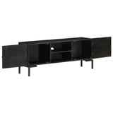 NNEVL TV Cabinet Black 115x30x46 cm Solid Mango Wood