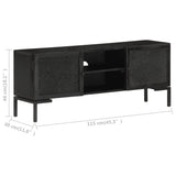 NNEVL TV Cabinet Black 115x30x46 cm Solid Mango Wood