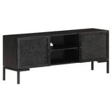 NNEVL TV Cabinet Black 115x30x46 cm Solid Mango Wood