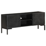 NNEVL TV Cabinet Black 115x30x46 cm Solid Mango Wood