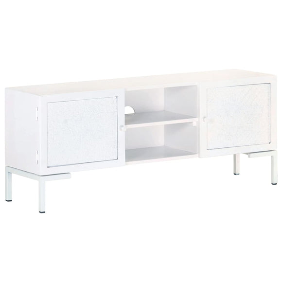 NNEVL TV Cabinet White 115x30x46 cm Solid Mango Wood