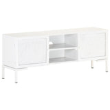 NNEVL TV Cabinet White 115x30x46 cm Solid Mango Wood