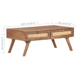 NNEVL Coffee Table 100x60x40 cm Solid Mango Wood