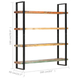 NNEVL 4-Tier Bookcase 160x40x180 cm Solid Reclaimed Wood