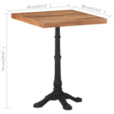 NNEVL Bistro Table 60x60x76 cm Solid Acacia Wood