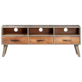 NNEVL TV Cabinet Grey 130x35x51 cm Solid Rough Mango Wood