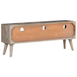 NNEVL TV Cabinet Grey 130x35x51 cm Solid Rough Mango Wood