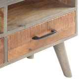 NNEVL TV Cabinet Grey 130x35x51 cm Solid Rough Mango Wood