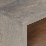 NNEVL TV Cabinet Grey 130x35x51 cm Solid Rough Mango Wood