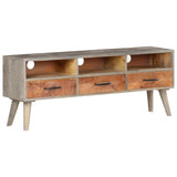 NNEVL TV Cabinet Grey 130x35x51 cm Solid Rough Mango Wood