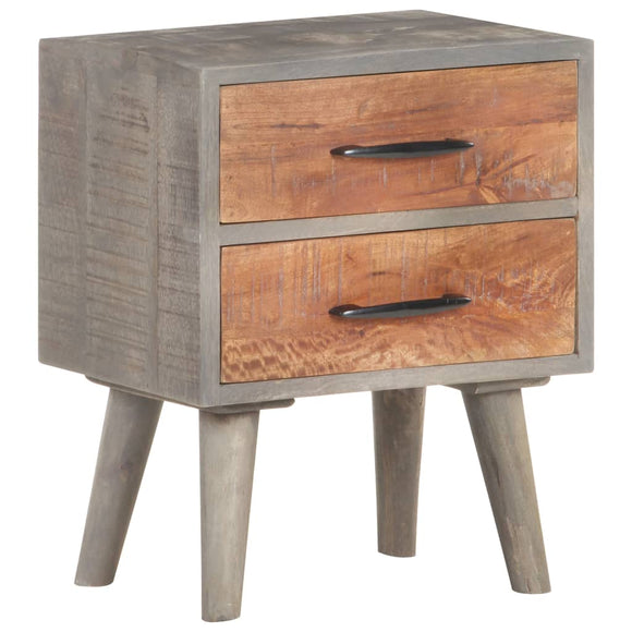 NNEVL Bedside Cabinet Grey 40x30x50 cm Solid Rough Mango Wood