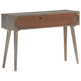 NNEVL Console Table Grey 110x35x75 cm Solid Rough Mango Wood