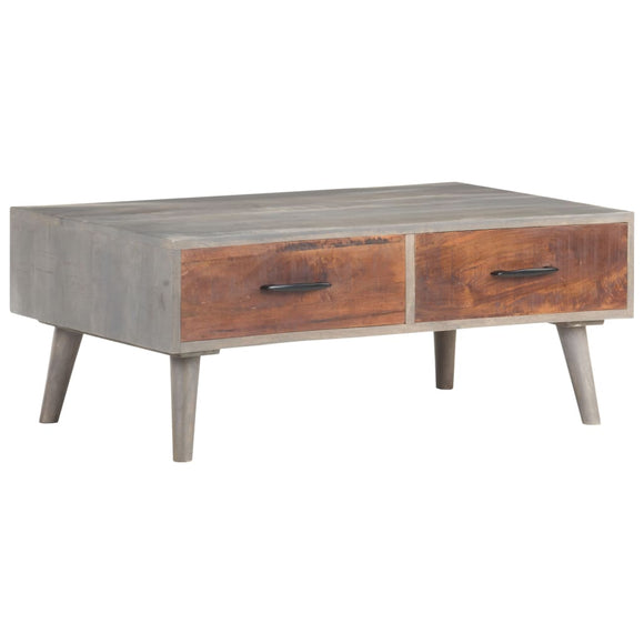 NNEVL Coffee Table Grey 100x60x40 cm Solid Rough Mango Wood