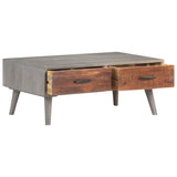 NNEVL Coffee Table Grey 100x60x40 cm Solid Rough Mango Wood