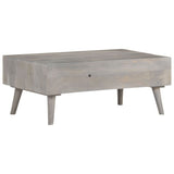 NNEVL Coffee Table Grey 100x60x40 cm Solid Rough Mango Wood
